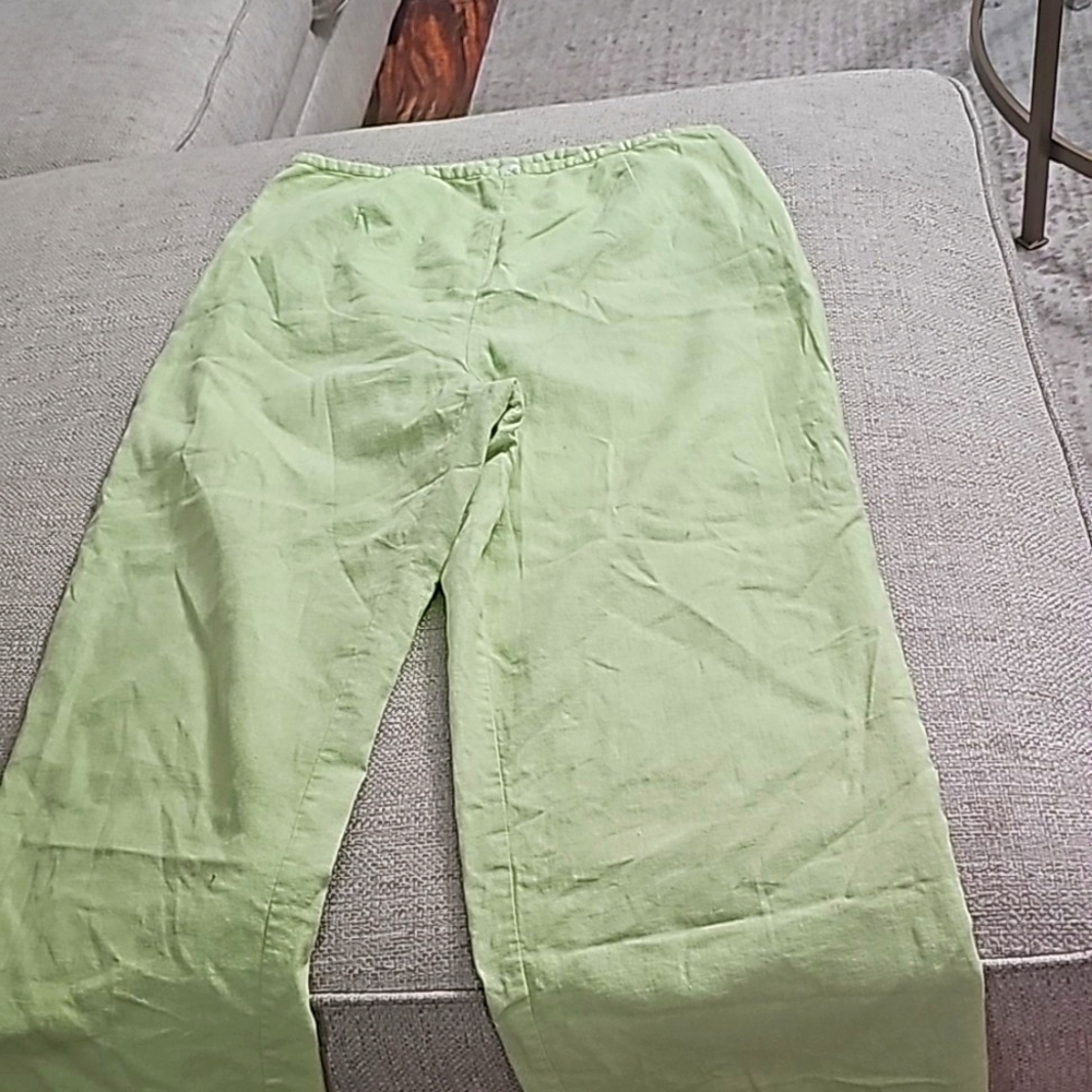 Dressbarn Linen 3/4 Pants Wide legs Lime Green size 13